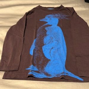 Long sleeve purple tee with bird graphic